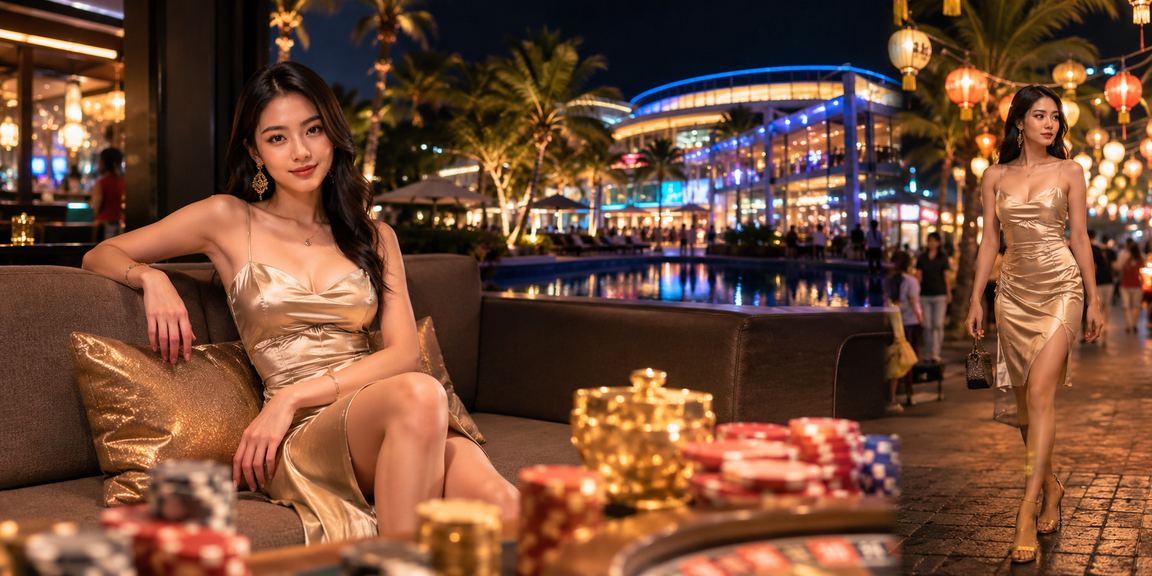 Người chơi tra cứu khuyến mãi tại chợ đêm Phú Quốc buổi tối